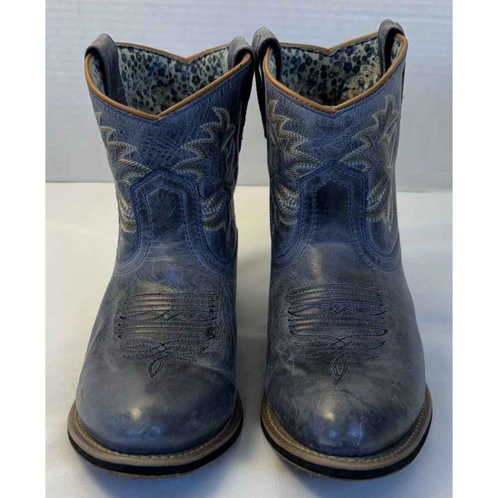 LAREDO Sapphyre Leather Western Short Boots Blue Gray Booties Women 8M #51026 - Picture 2 of 13
